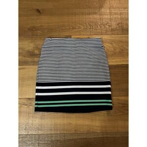 Gap Navy White & Green Striped Knit Pencil Skirt Preppy BusinessCasual Coastal`